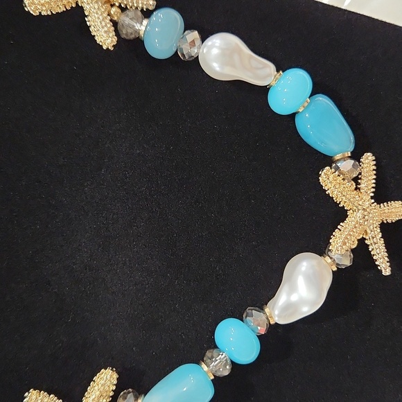 🔹️Piper K🔹️ Blue and Gold Coastal Charm 24" Starfish Pearls Necklace ✨️💙 - Picture 6 of 8